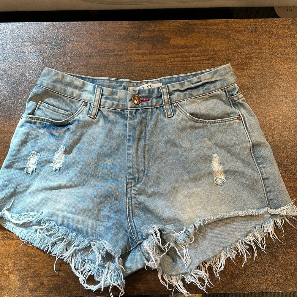 SL8 Jean shorts. American flag pocket